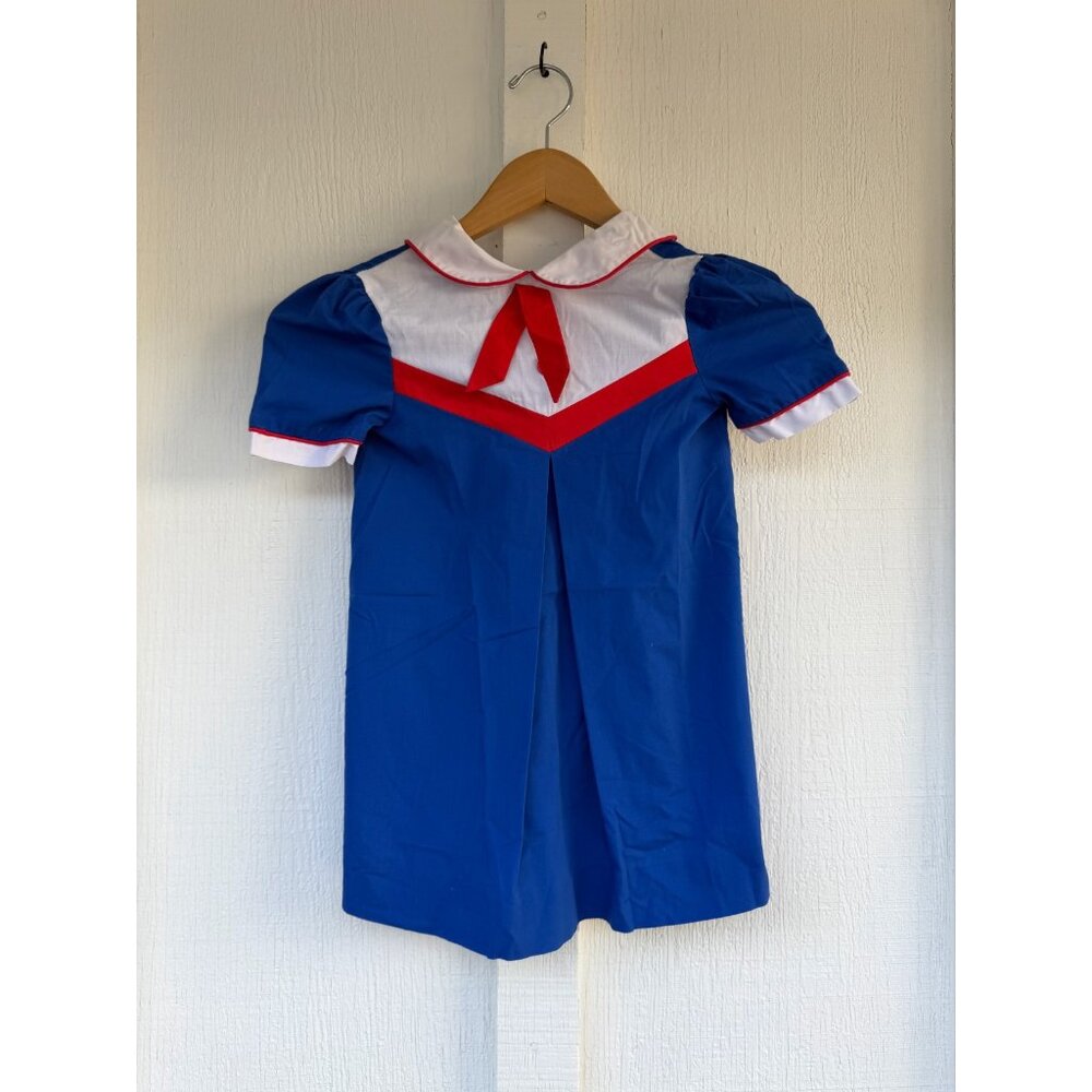 Vintage Sears Girls Sailor Dress Size 5 Blue Red White 70s 80s Sailor Moon Style